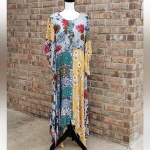 Umgee Bohemian Style Scarf Print Dress Size M